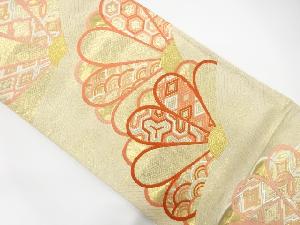 流水に花・古典柄模様織り出し　袋帯